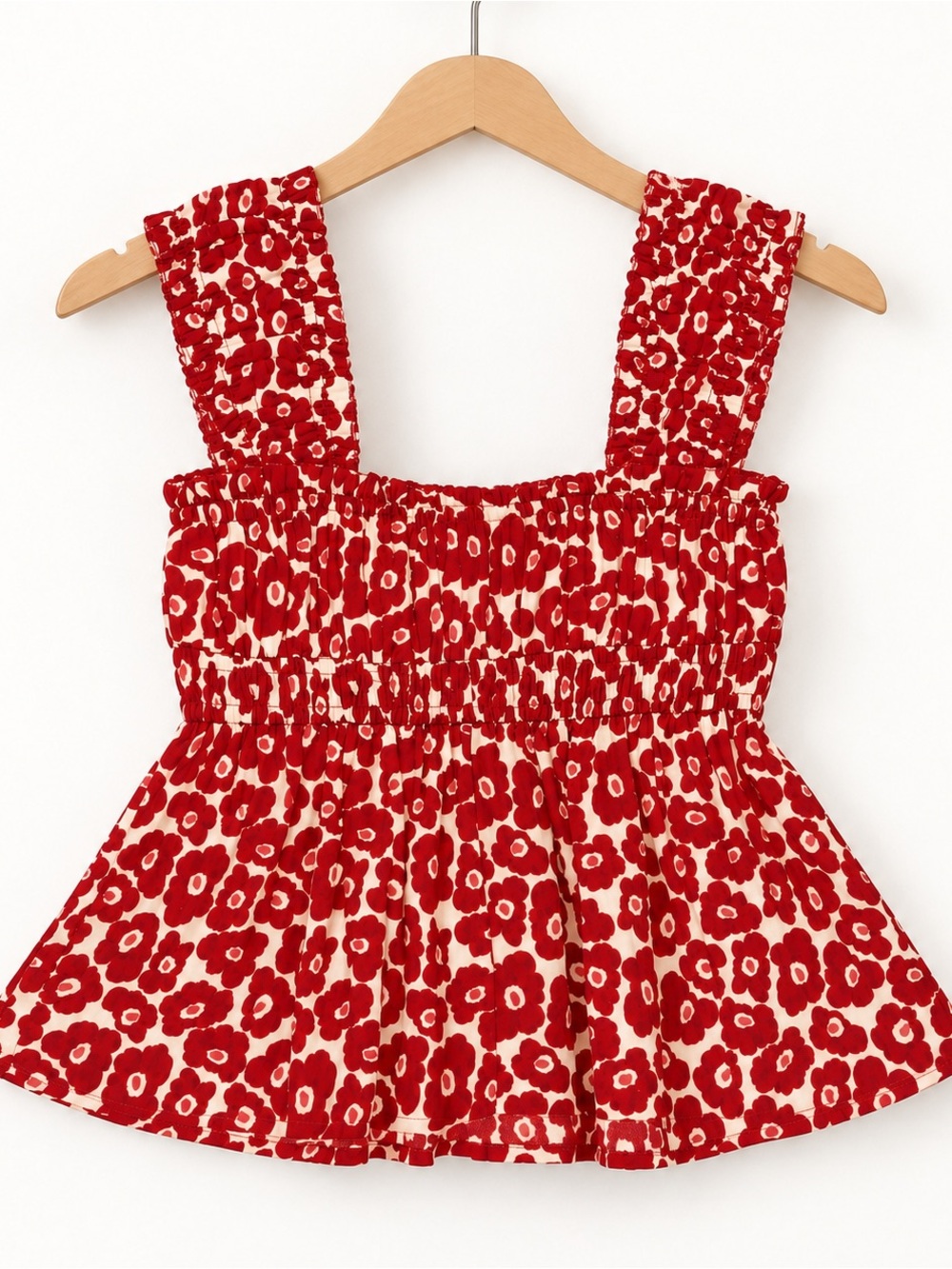 Thirty/Thirty LA Floral Smocked Peplum Top Size Small
